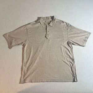 VTG Barry Bricken Silk Cotton Short Sleeved Polo Shirt in Beige Sand, Large